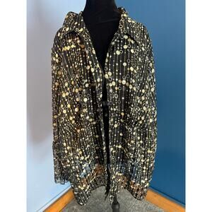Studio 1940 Gold Black Sheer Open Front Blouse Size 26/28 Plus Size Black Blouse